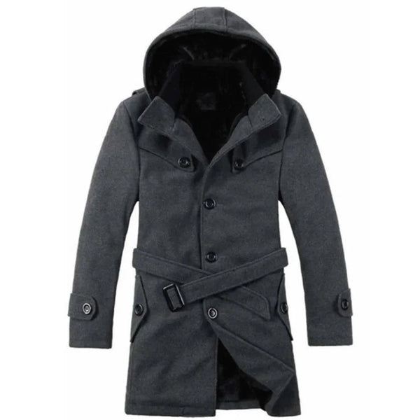Lyraxs| Alex Men’s Wool-Blend Hooded Trench Coat