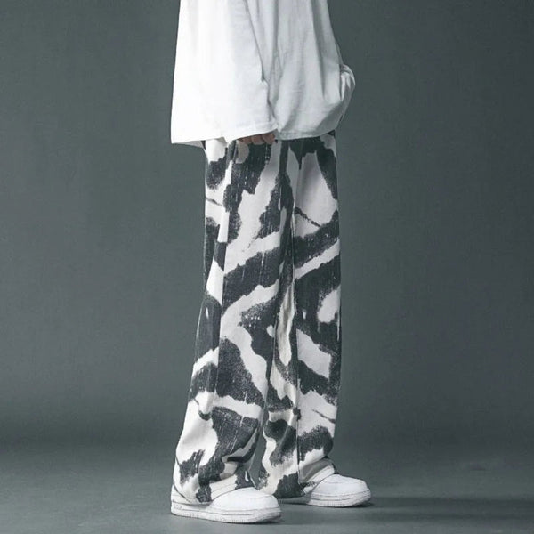 Lyraxs| Cloud Swirl Wide-Leg Denim Pants