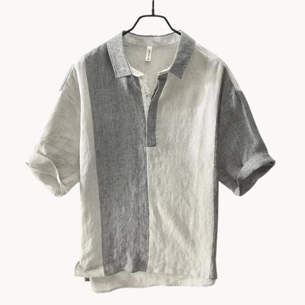 Lyraxs| Enzo Dual-Tone Button-Down Linen Shirt