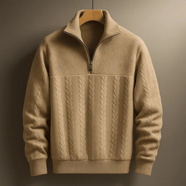 Lyraxs| Jim Men’s Cable-Knit Quarter-Zip Sweater