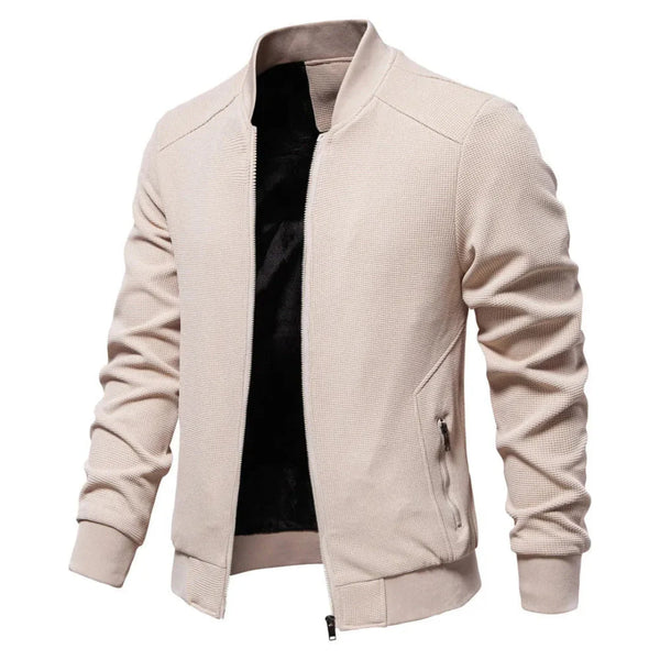 Lyraxs| Jack Textured Waffle Knit Bomber Jacket
