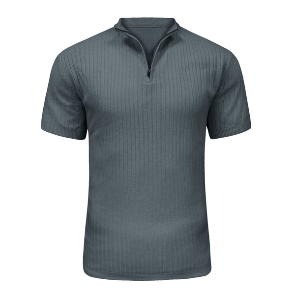 Lyraxs| Men's Rib Zip Fit Polo Shirt
