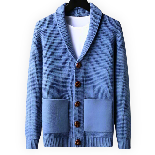 Lyraxs| Men's Ribbed Hem Vintage Cardigan Sweater