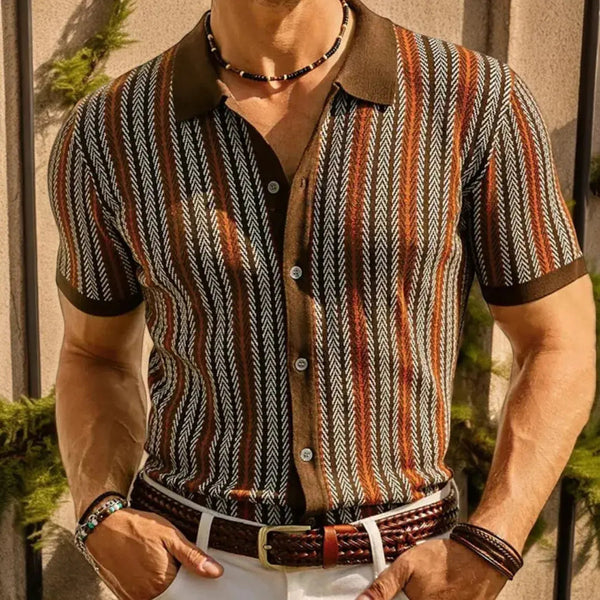 Lyraxs| Men’s Retro Stripe Polo Shirt