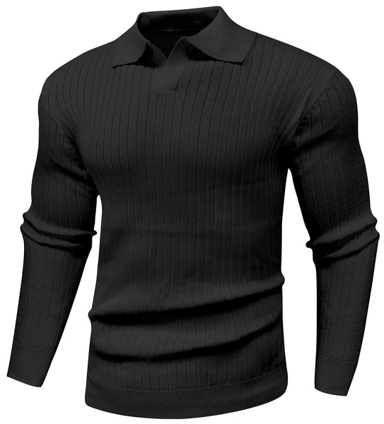 Lyraxs| Men’s Ribbed Knit Polo Sweater