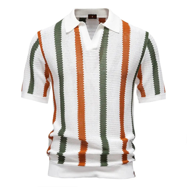 Lyraxs| Men's Retro Stripe Knit Polo