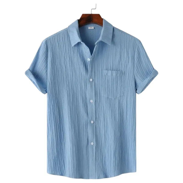 Lyraxs| Men's Textured Short Sleeve Button Shirt