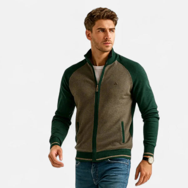 Lyraxs| Men’s Color-Block Raglan Zip Knit Jacket